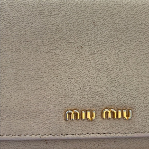 Miu Miu Beige Calfskin Leather Double Snap Wallet - Picture 4 of 14
